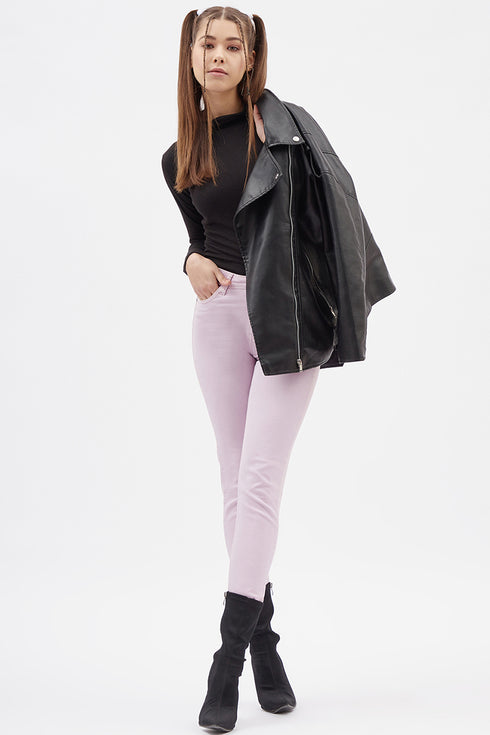 Women Black Highneck Full sleeves T-shirt